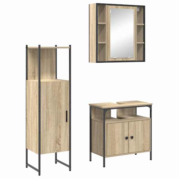 vidaXL Vannitoa m&ouml;&ouml;bleset 3 tk Pruun 33 x 33 x 120,5 cm Tehispuit