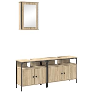 vidaXL Vannitoa m&ouml;&ouml;bleset 3 tk Pruun 80 x 30 x 60 cm Tehispuit