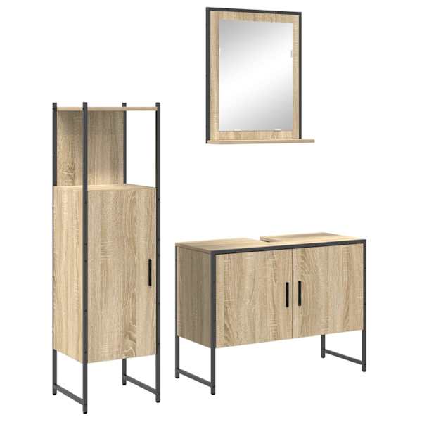 vidaXL Vannitoa m&ouml;&ouml;bleset 3 tk Pruun 33 x 33 x 120,5 cm Tehispuit