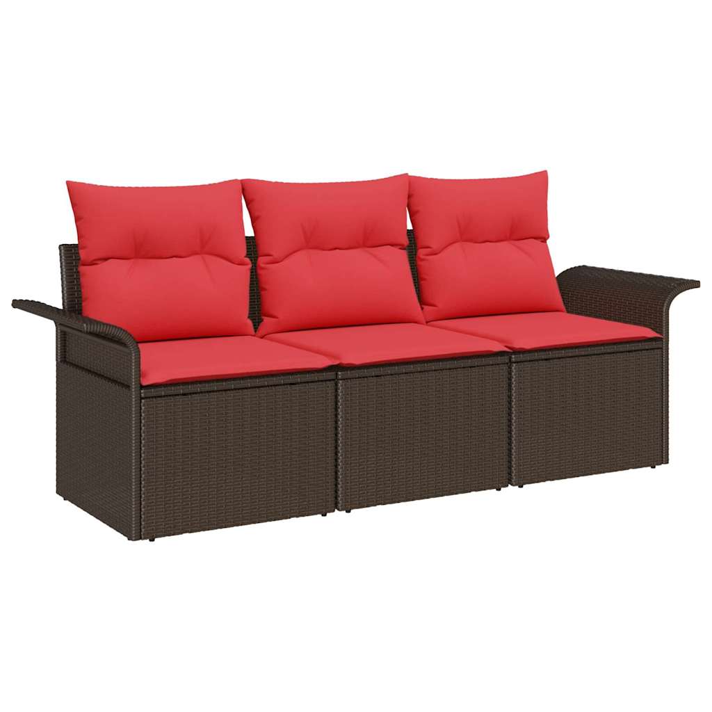 Image of vidaXL Garden Sofa Set 3 pcs Brown 196 x 62 x 85cm Poly Rattan