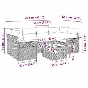 Sada zahradních pohovek 7 pcs Béžová Poly ratan - obrázek 13