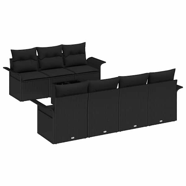 vidaXL Aia Diivanikomplekt 8 tk Must pol&uuml;rotang