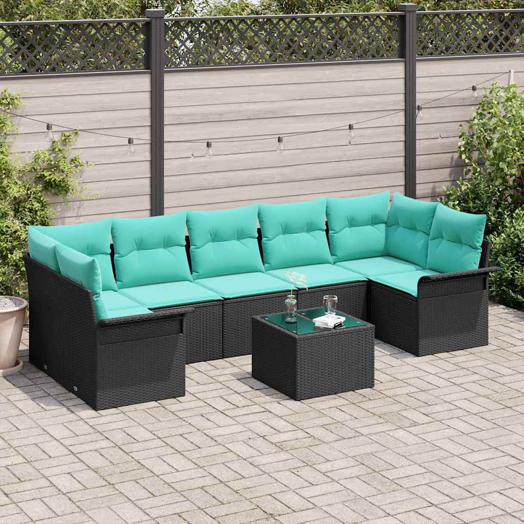vidaXL Set de canapele pentru grădină 8 pcs Negru Rattan poli