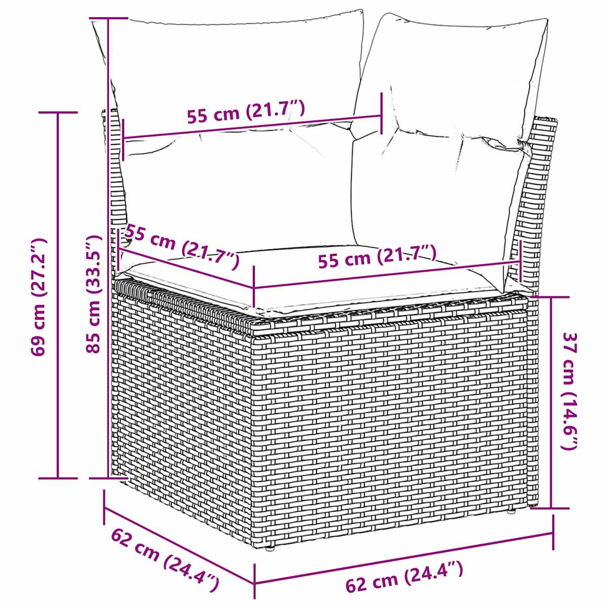 Havesofa Sæt 9 stk. 10-Antal sæder polyrattan - Billede 10