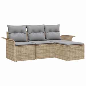 Set pohovek s polštářem 4 pcs Béžová polyratan - obrázek 2