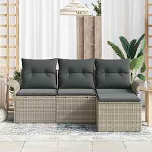 Set pohovek s polštářem 4 pcs Šedá polyratan - obrázek 3