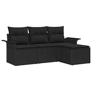 Set pohovek s polštářem 4 pcs Černá polyratan - obrázek 2