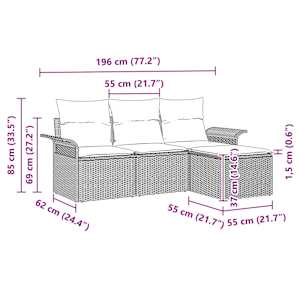 Sada zahradních pohovek s polštářem 4 pcs Šedá polyratan - obrázek 11