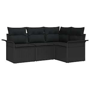 Sada zahradních pohovek s polštářem 4 pcs Černá polyratan - obrázek 2