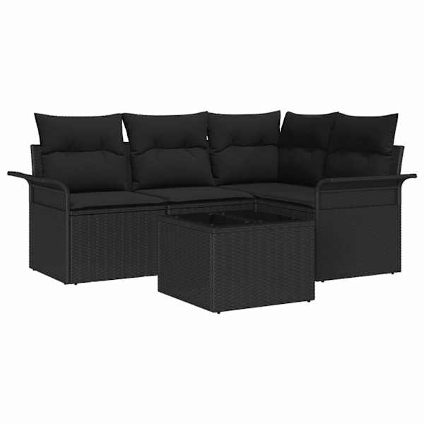 vidaXL Aia Diivanikomplekt 5 tk Must pol&uuml;rotang