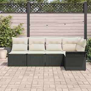 Sada zahradních pohovek s polštářem 5 pcs Černá polyratan - obrázek 3