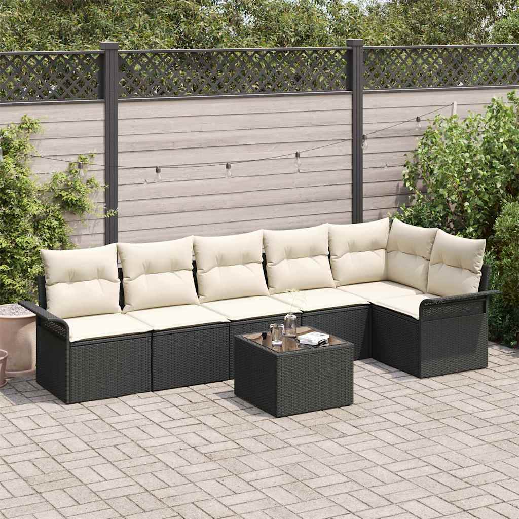 vidaXL 6-teiliges Garten-Sofa-Set mit Kissen in Braun aus Poly-Rattan