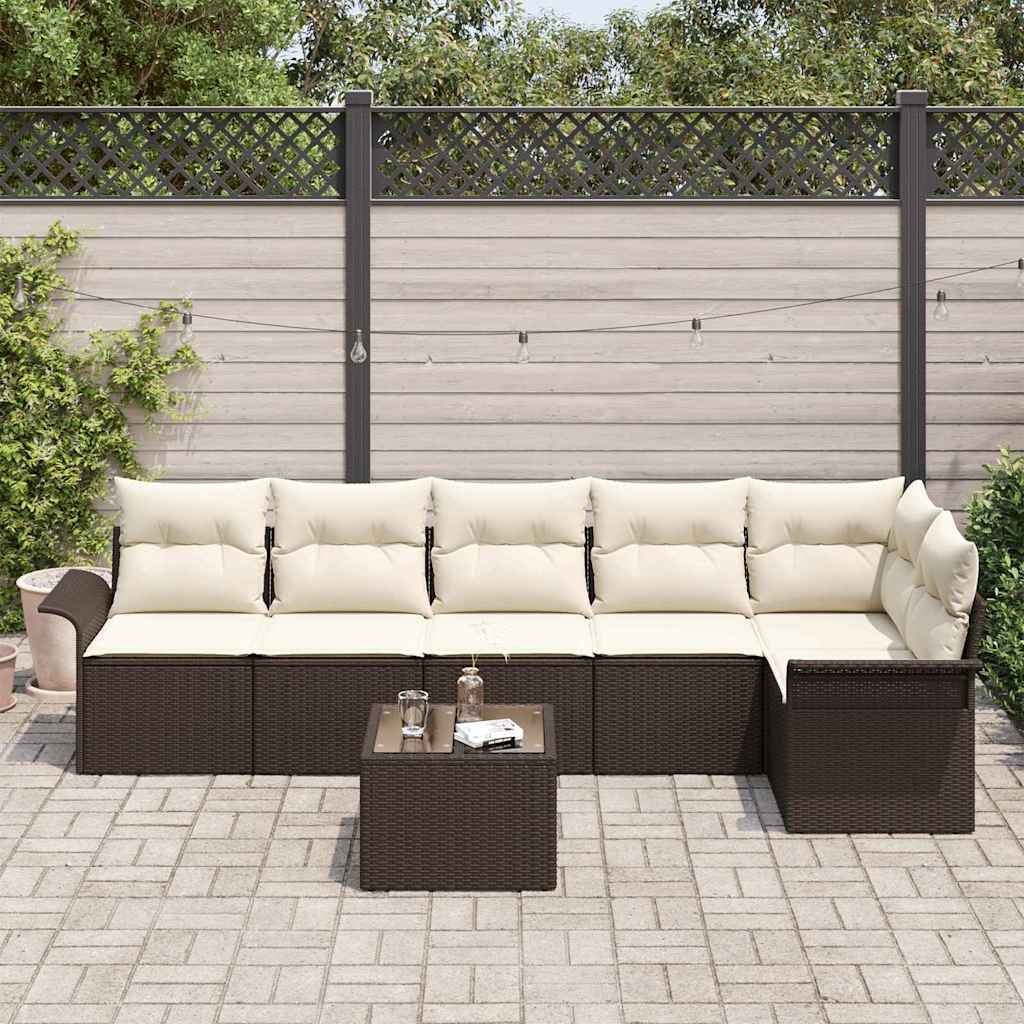 vidaXL 6-delige Tuinbankset Met Kussens In Grijs Poly Rattan