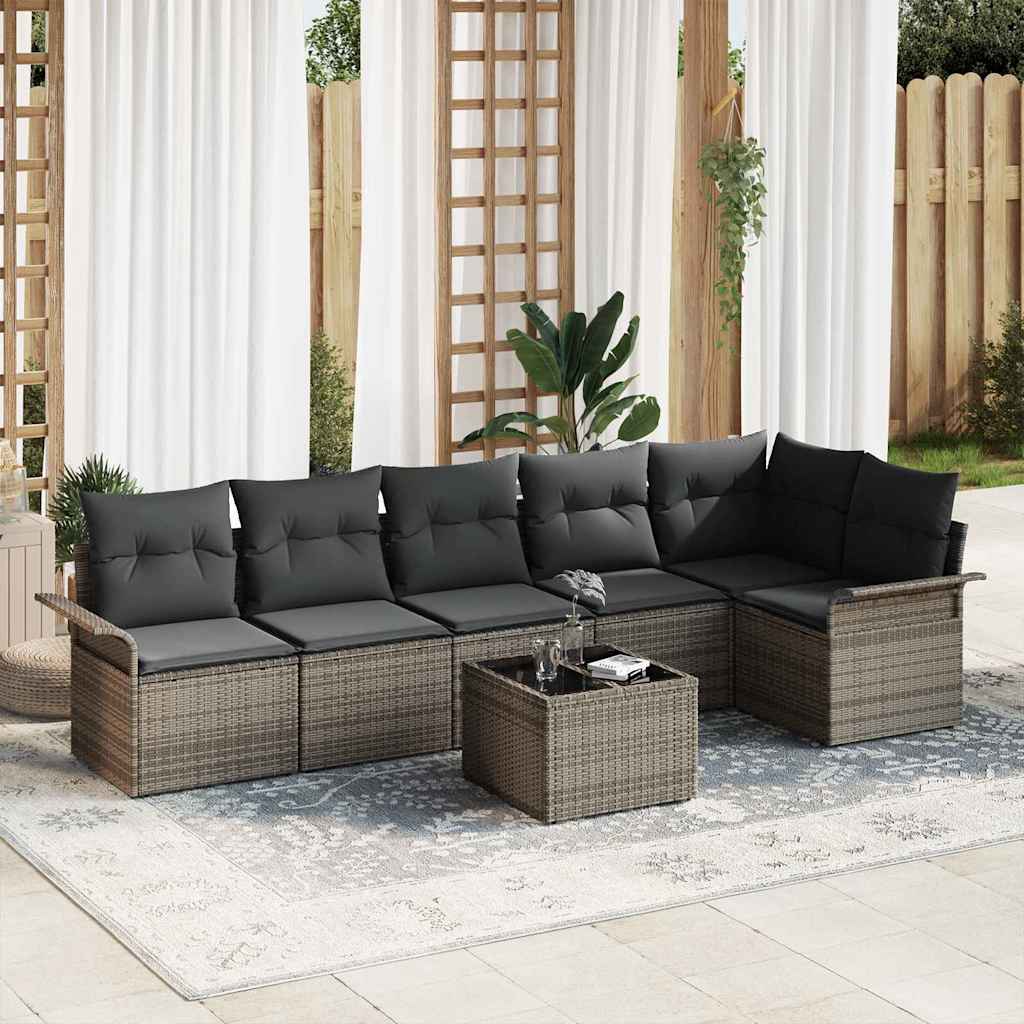 Have Sofa Sæt Sæt af 7 Grå Polyethylenerattan Have Sofa Sæt