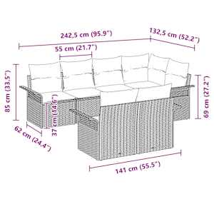 Vrtna sedežna garnitura z blazino 7 pcs Bež poli ratan - slika 11