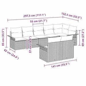 Sada zahradních pohovek s polštářem 8 pcs Béžová polyratan - obrázek 11