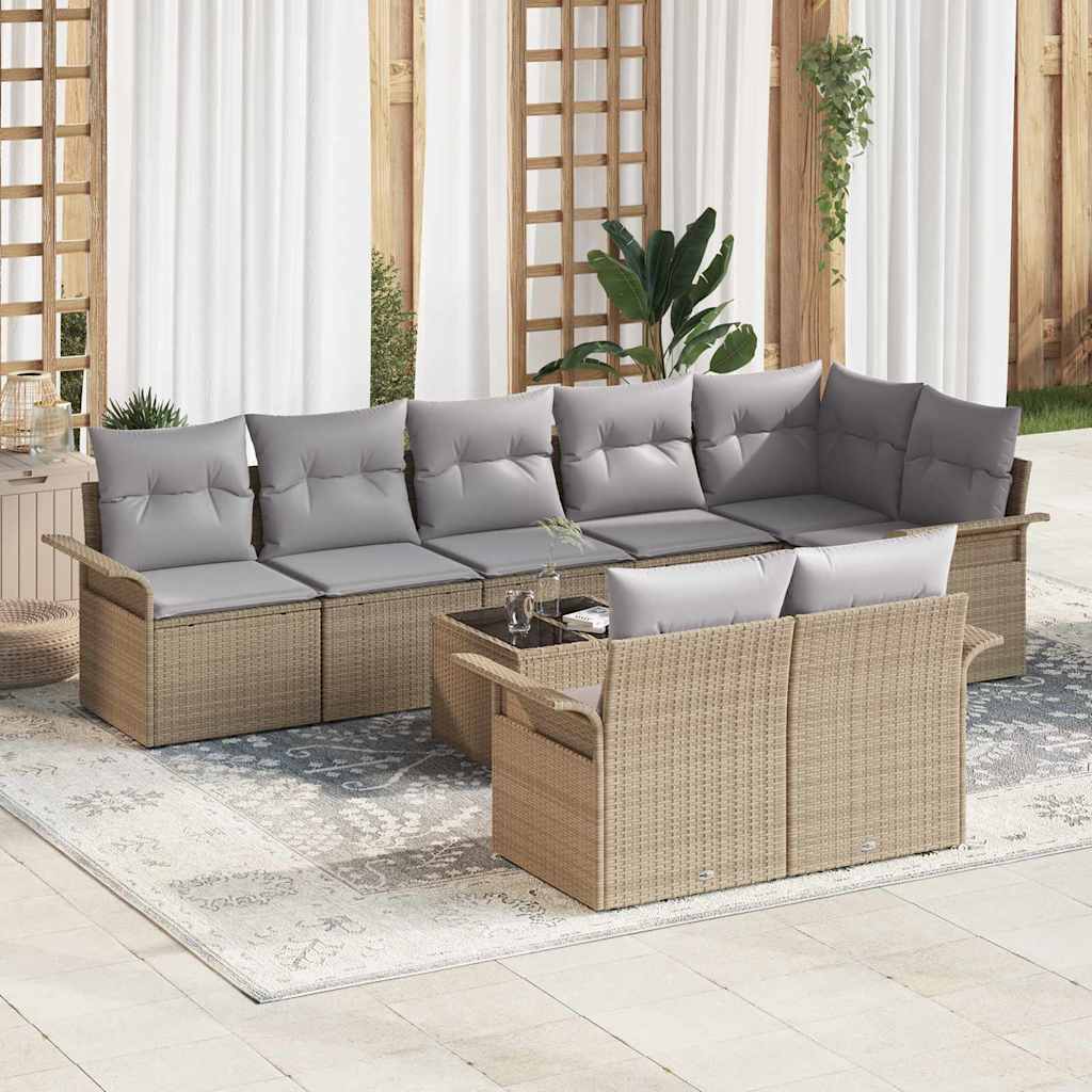 9-delers Have Sofa Sæt med Puder Sorte Poly Rattan