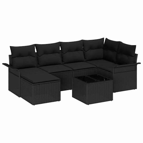 vidaXL Aia Diivanikomplekt 7 tk Must pol&uuml;rotang