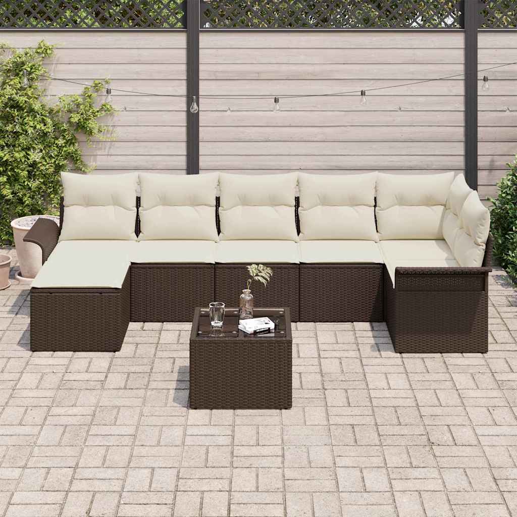 vidaXL 7-delige tuinset met kussens in het grijs van poly rattan