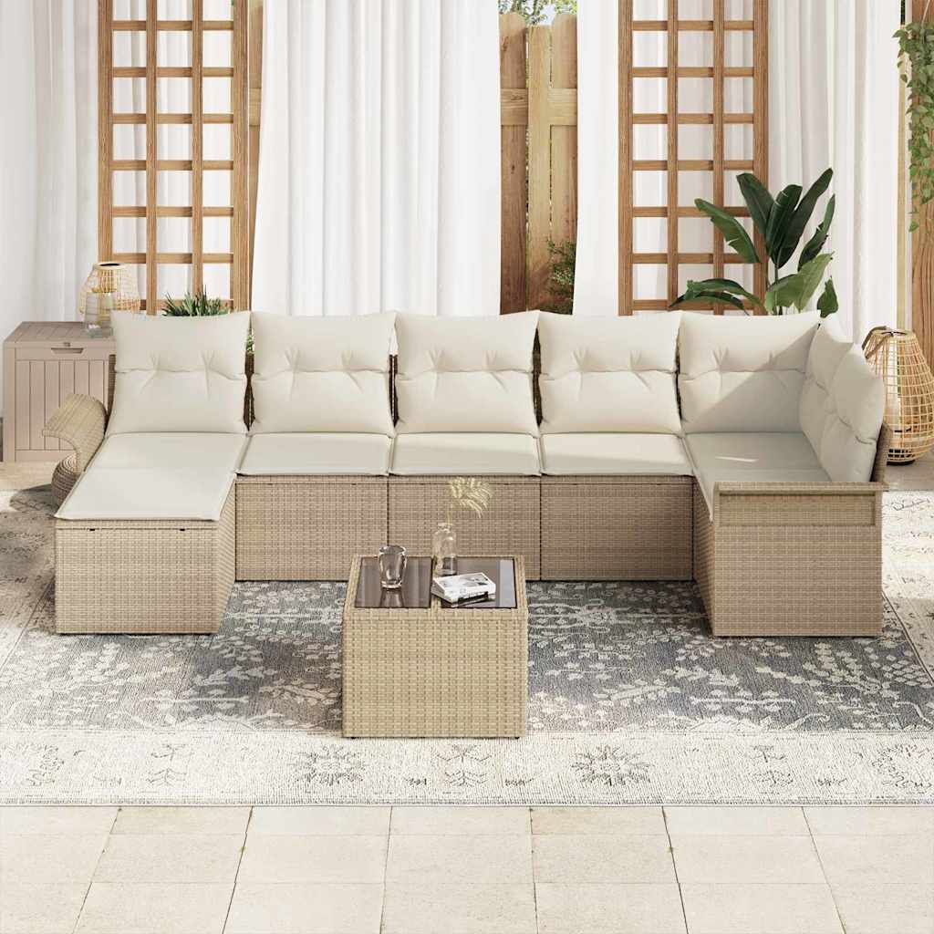vidaXL 8-delige tuinbankset met kussens in bruin van poly rattan
