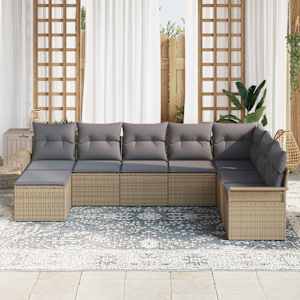 Sada zahradních pohovek s polštářem 8 pcs Béžová polyratan - obrázek 3