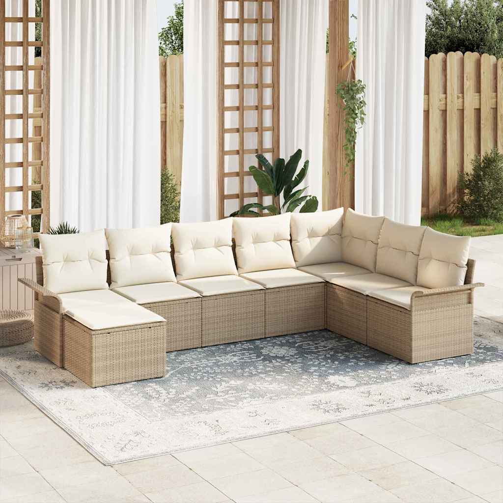 8-delt have sofa sæt med puder Beige Poly Rattan