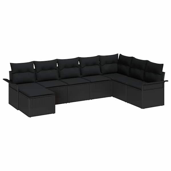 vidaXL Aia Diivanikomplekt 8 tk Must pol&uuml;rotang