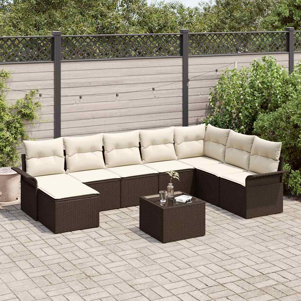8-delt Have Sofa Sæt med Puder Grå Poly Rattan