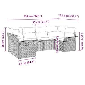 Vrtna sedežna garnitura z blazino 6 pcs Bež poli ratan - slika 11