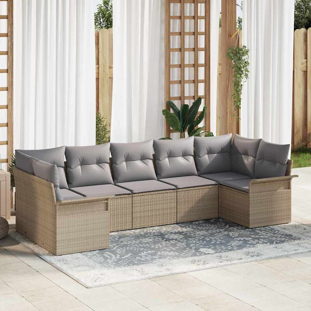 7-osaline aiamööbli komplekt padjadega Beež Polü Rattan