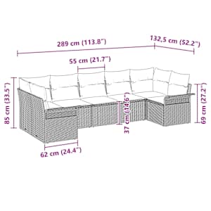 Sada zahradních pohovek s polštářem 7 pcs Béžová Poly ratan - obrázek 11