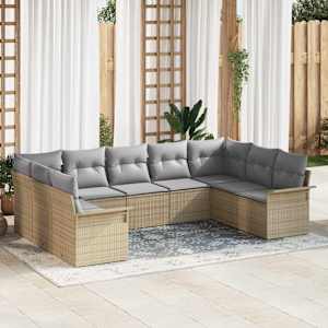 Vrtna sedežna garnitura z blazino Bež poli ratan