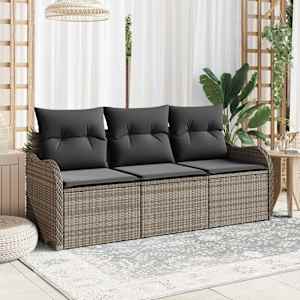 Vrtna sedežna garnitura z blazino 3 pcs Siva poli ratan