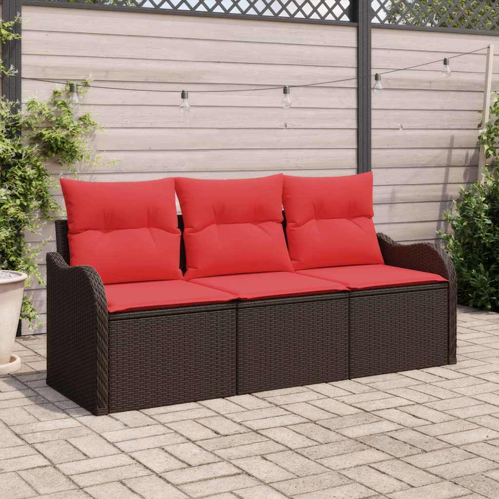 Garden Sofa Set with Cushion 3 pcs Poly Rattan Outdoor Furniture Lawn vidaXL