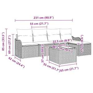 Vrtna sedežna garnitura Bež poli ratan - slika 9