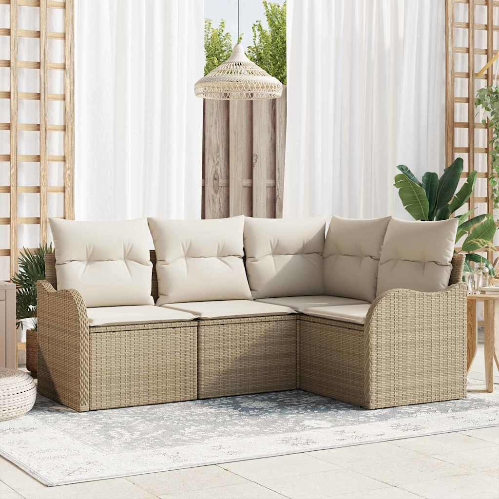 4-delt have sofa sæt med puder beige poly rattan, vidaXL 2-personers have sofa med puder beige poly rattan