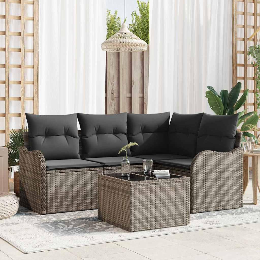 4 Stykker Have Sofa Sæt med Puder Sort Poly Rattan