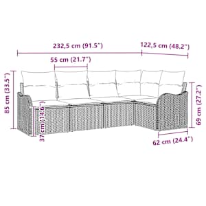 Vrtna sedežna garnitura Bež poli ratan - slika 8