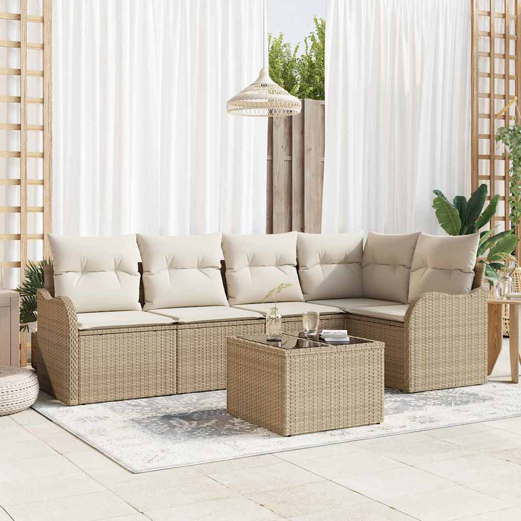 6-delt havesofa sæt med puder i brun polyrattan, vidaXL 2-personers havesofa med puder i beige polyrattan