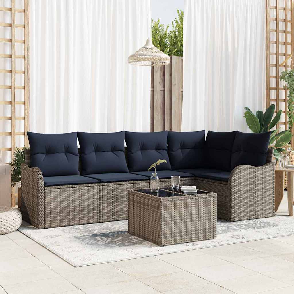 vidaXL Gartensofa-set Grau Poly-Rattan