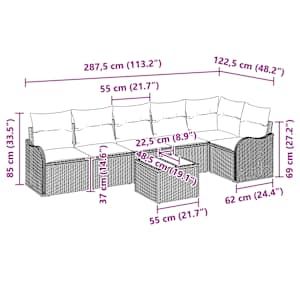 Sada zahradních pohovek 7 pcs Béžová polyratan - obrázek 9