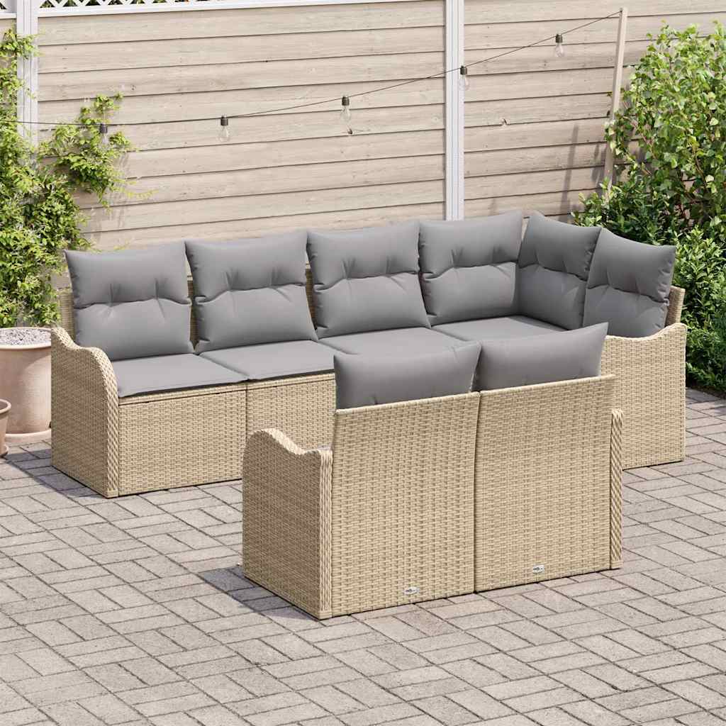 vidaXL 7-delige tuinsofa set met kussens in beige