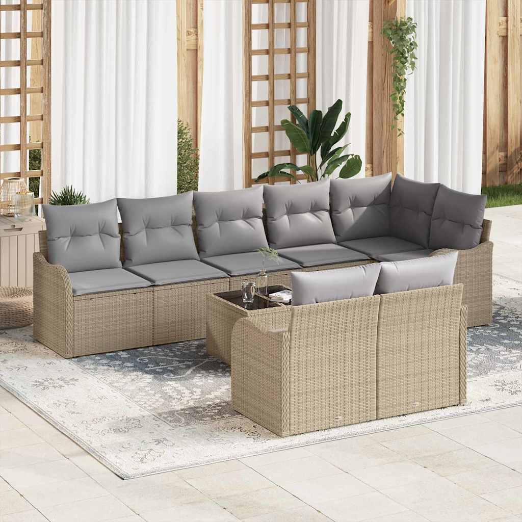 9 Personers Havemøbel Sæt med Puder Sort Poly Rattan, vidaXL 2-personers Havemøbel med Puder Beige Poly Rattan