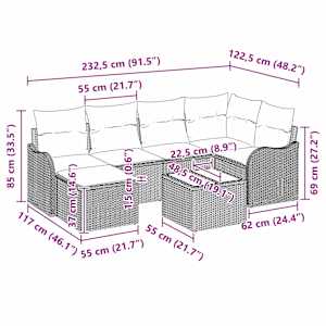 Sada zahradních pohovek s polštářem 7 pcs Béžová Poly ratan - obrázek 10