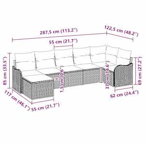 Sada zahradních pohovek 7 pcs Béžová polyratan - obrázek 9