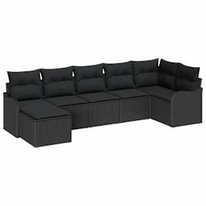 Sada zahradních pohovek 7 pcs Černá polyratan - obrázek 2