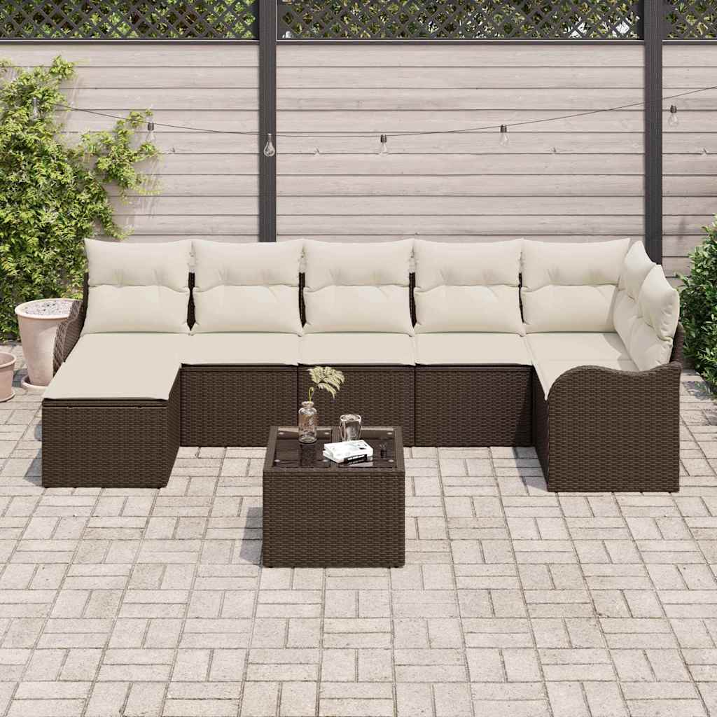 Thumbnail - vidaXL 7-teiliges Garten-Sofa-Set mit Kissen in Grau aus Poly-Rattan