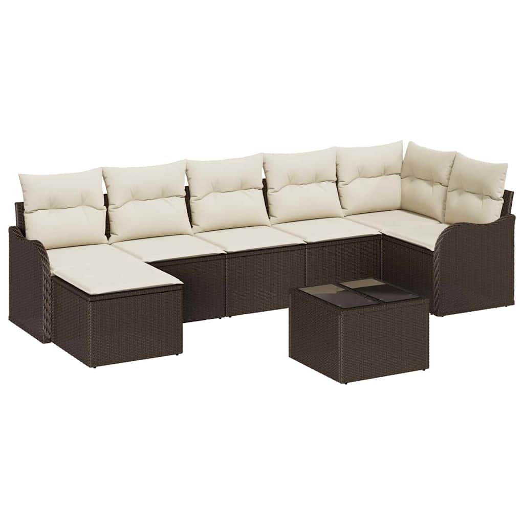 Thumbnail - vidaXL 7-teiliges Garten-Sofa-Set mit Kissen in Grau aus Poly-Rattan