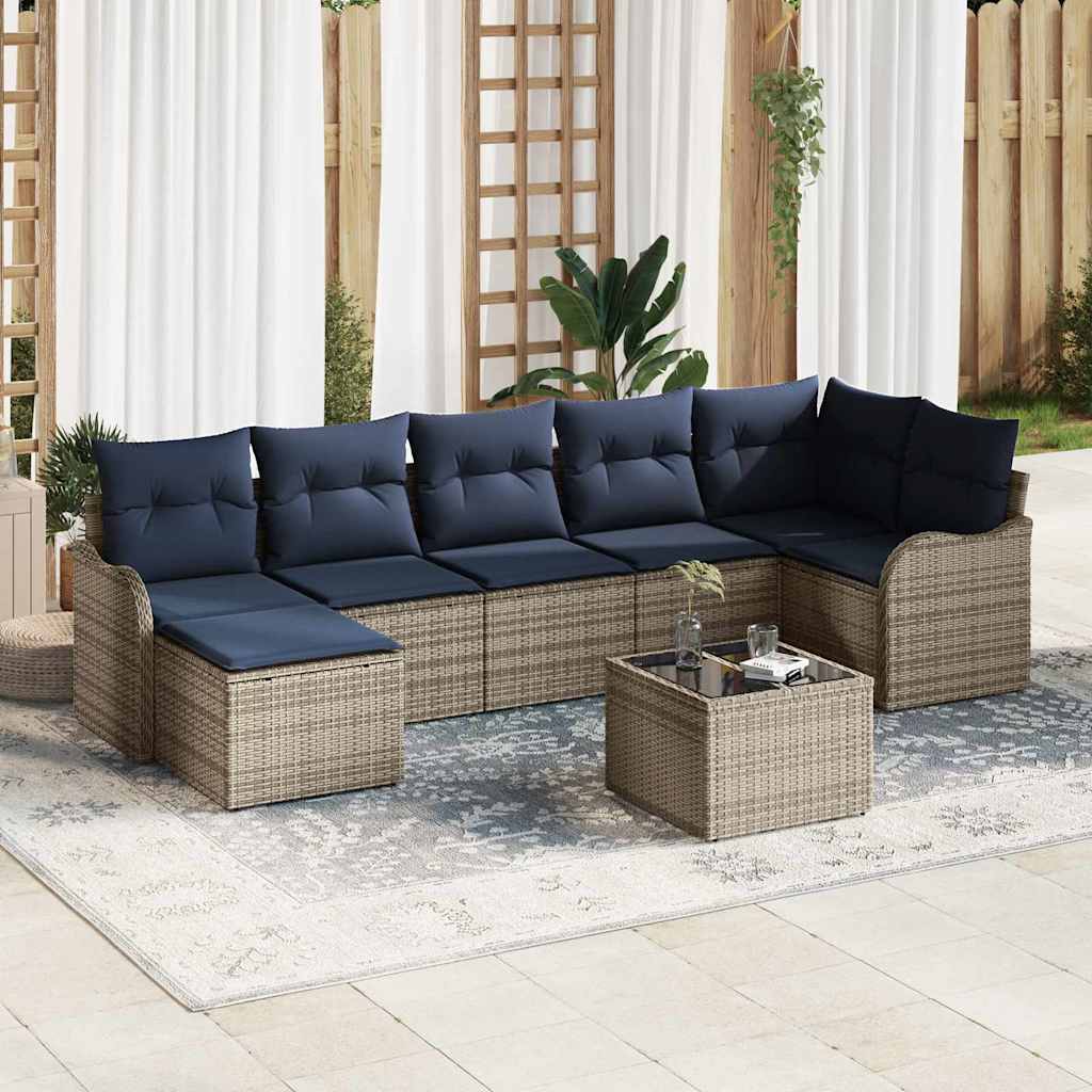 vidaXL Gartensofa-set Grau Poly-Rattan