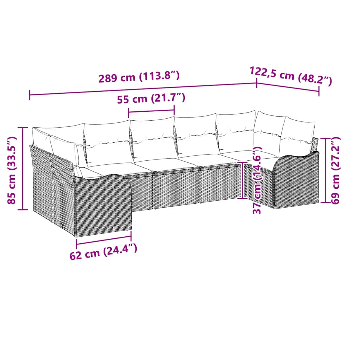 Havesofa Sæt Grå polyrattan - Billede 8